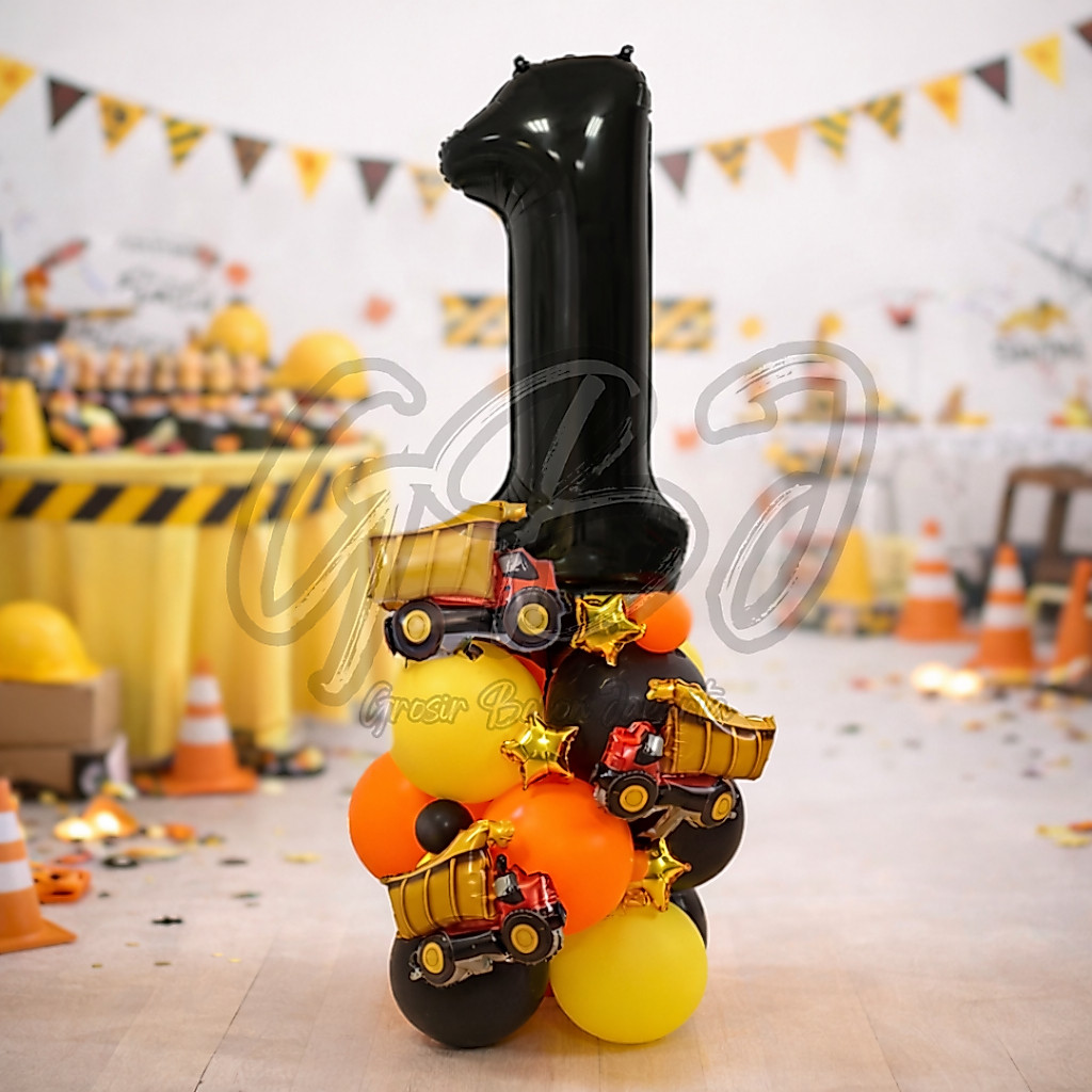 [PAKET ANGKA] - JUMBO Hitam Transportasi / Cool Set Ulang Tahun Transportation