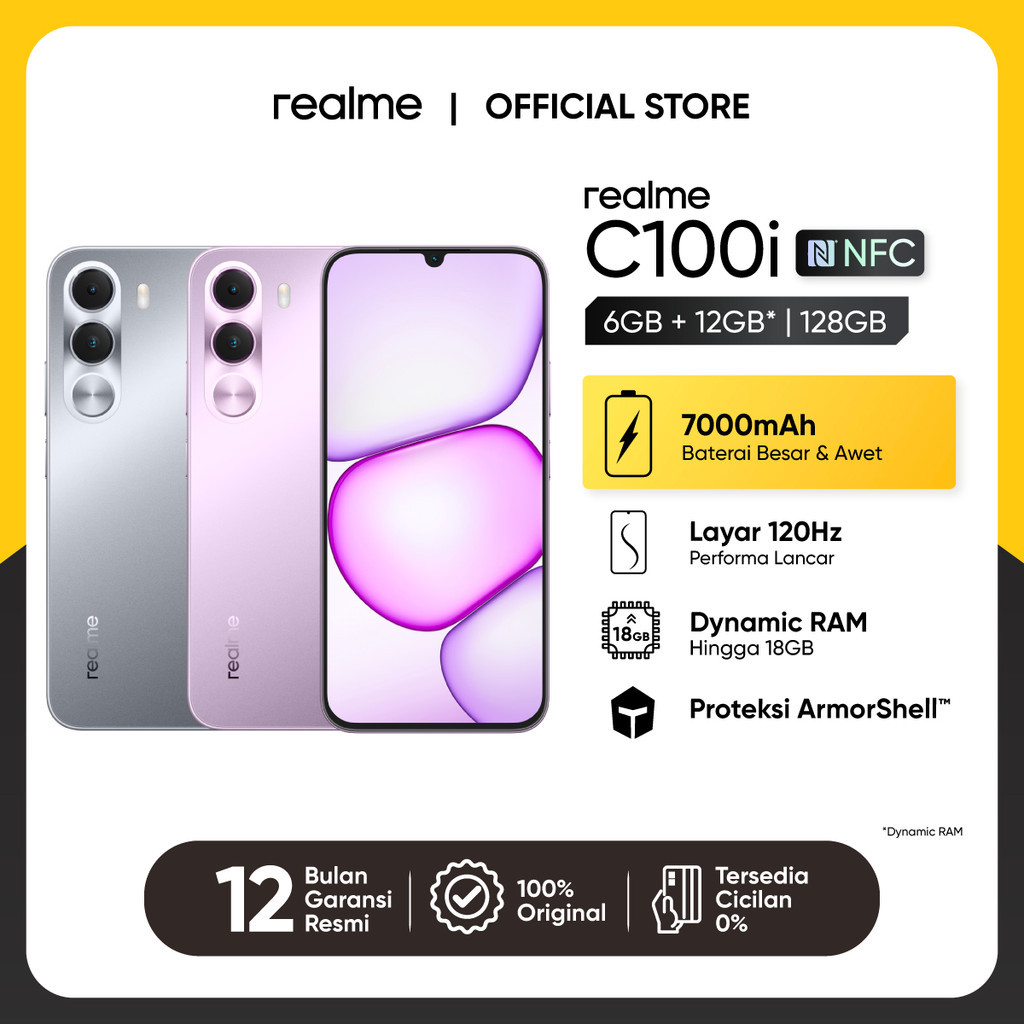 realme C100i 6GB+12GB*|128GB - 7000mAh Titan Battery 120Hz ArmorShell IP64