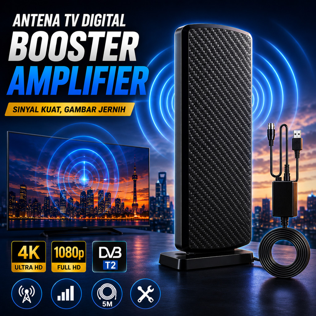 Jual Antena TV Digital DVB-T2 Indoor Outdoor Booster Amplifier Penguat ...
