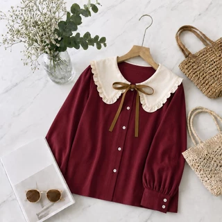 Vallina Outfit - Osima Shirt Blouse Korean Style Atasan Wanita Lengan Panjang Look Simple Bahan Premium