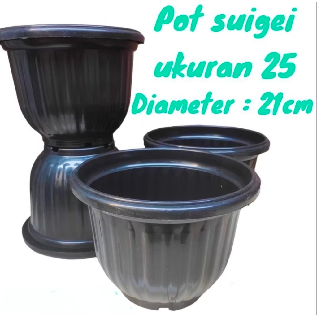 Jual (BUBBLEWRAP) POT BUNGA SUIGEI UKURAN 25 HITAM | Shopee Indonesia