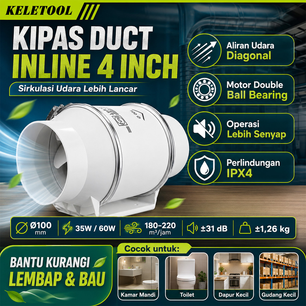 Jual 4 Inch Exhaust Fan Dinding Kipas Angin Buang Diam Atap Inline Duct ...