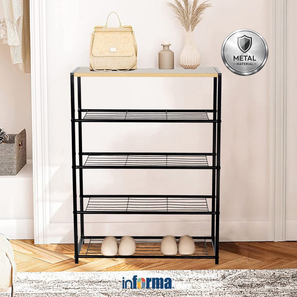 Jual Informa Brandon Rak Sepatu 63X30X83 cm 4 Tingkat - Hitam Shoe Rack ...