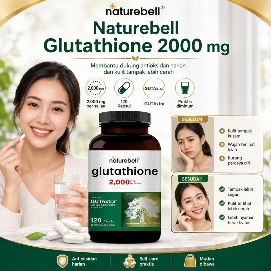 naturebell glutathione 2000mg Jual 120 Capsules GUTAxtra Suplemen Pemutih Kulit Antioksidan Bantu Kulit Cerah Glowing & Sehat Skinworx | Medspa Services