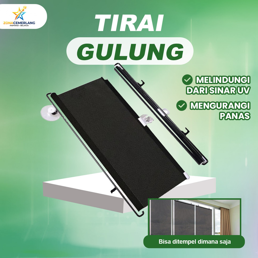 ZonaCemerlang Tirai Gulung Jendela Roller Blind Minimalis Anti Panas Dan Silau