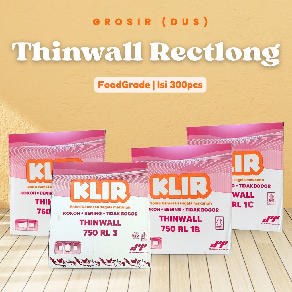 [DUS] Thinwall Rectangle Long Klir RL1 RL1A RL1B RL1C RL3 Kotak Makan Plastik Bening Food Container