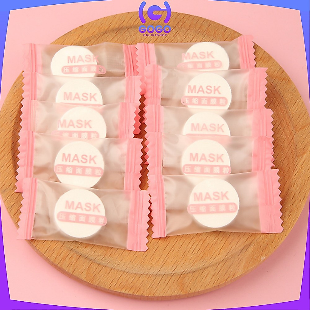 GOGO-K142 Tissue Bulat Mini Travel Sekali Pakai / Masker Wajah Kompres Towel Portable Tisu Bentuk Permen / Travelling Compressed Paper Mask Sheet Import