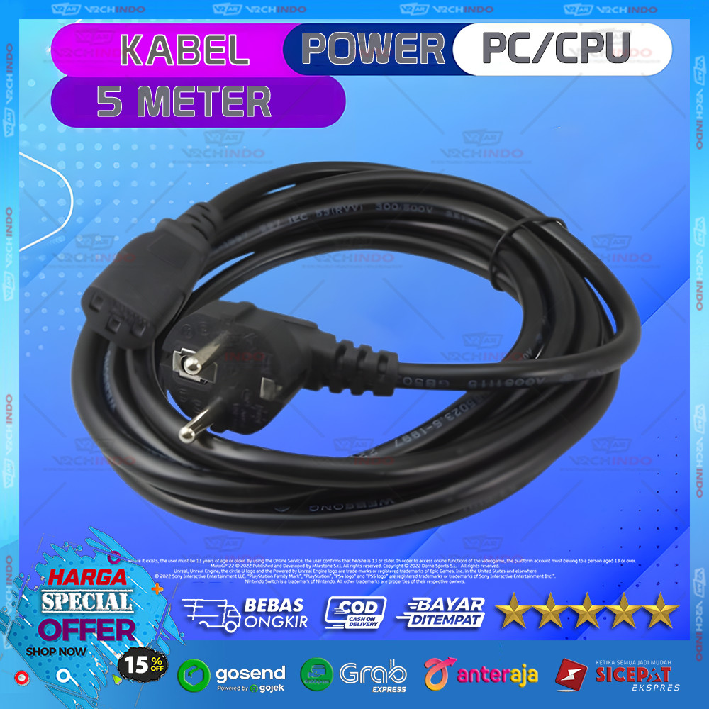 Jual Kabel Power CPU / Komputer / PC Desktop Premium Panjang 5M / 5 ...