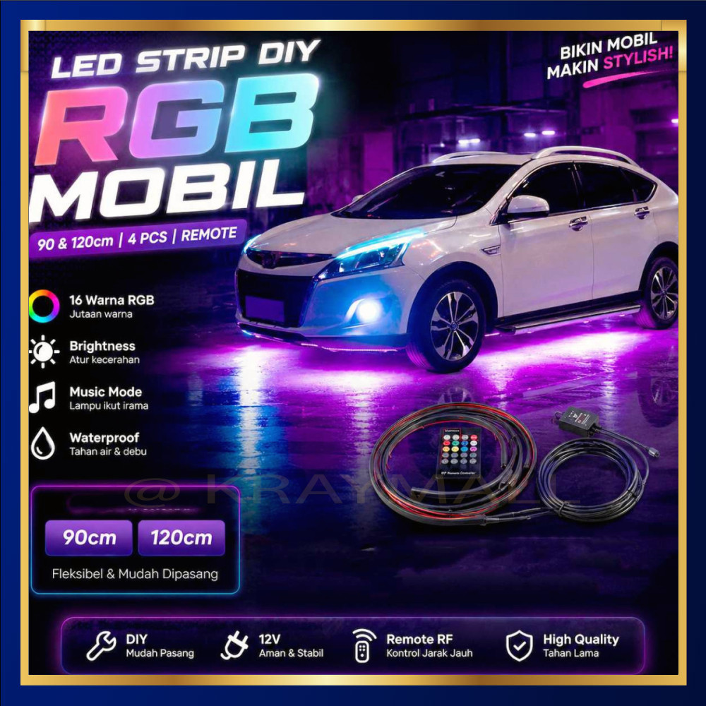 Lampu LED Strip Mobil RGB 90/120 cm 4PCS Remote Controller - JIA4
