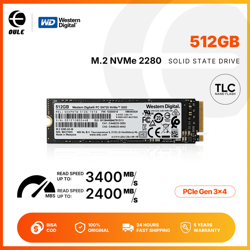 Jual SSD NVMe Western Digital SN730 M.2 2280 512GB/1TB 3400MB/s