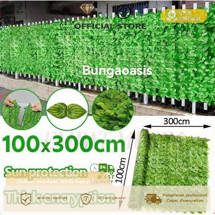 Daun Rambat Sintetis/1M*3M/Plastik Dinding Rumput Buatan/Daun Pagar Roll Artificial Hias/Tanaman Hias Sintetis/Daun Hias/Daun palsu/Rumput Hias/Tanaman Hiasan Daun/Daun Rambat Dinding