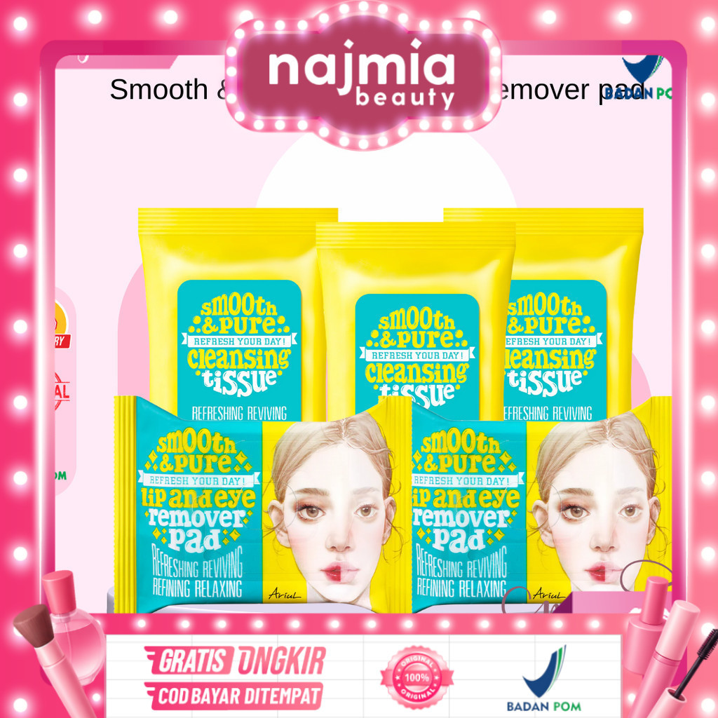 Najmia - Ariul Smooth & Pure Lip and Eye Remover pad 30sheet | Cleansing Tissu 15s