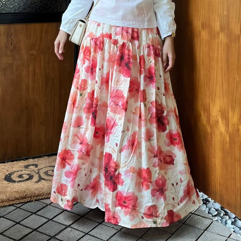 Jual NEKA - Flo Pattern Skirt | Rok Panjang Motif Bunga | Rok Rempel ...