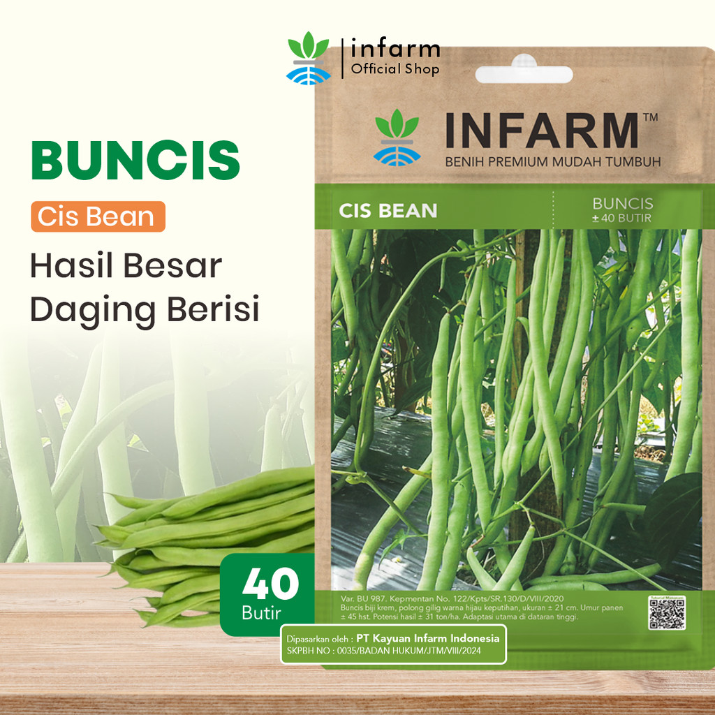 INFARM - Benih Sayur Buncis Super Bibit Buncis Cisbean Unggul Buncis Polong Panjang Benih Unggul Berkualitas Benih Tanaman Hidup Benih Sayur Buncis Benih Sayur Sayuran dan buah Hasil besar Daging Berisi Produk Kualitas F1 Mudah Tumbuh Bibit Tahan Hama