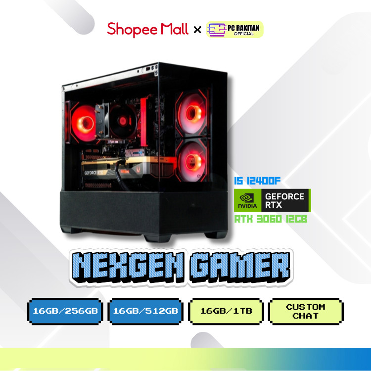 RAKITAN PC GAMING NEXGEN GAMER I5 12400F RTX 3060 12G/ 16GB 256GB RAKITAN PC GAMING