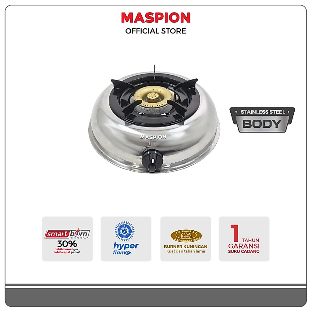 Maspion Kompor Gas 1 Tungku Hyper Flame MKG-201 SSHF