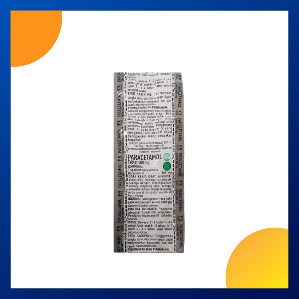 PARACETAMOL GENERIK_020 500 MG 1 AMPLOP @ 1 STRIP @ 10 KAPLET