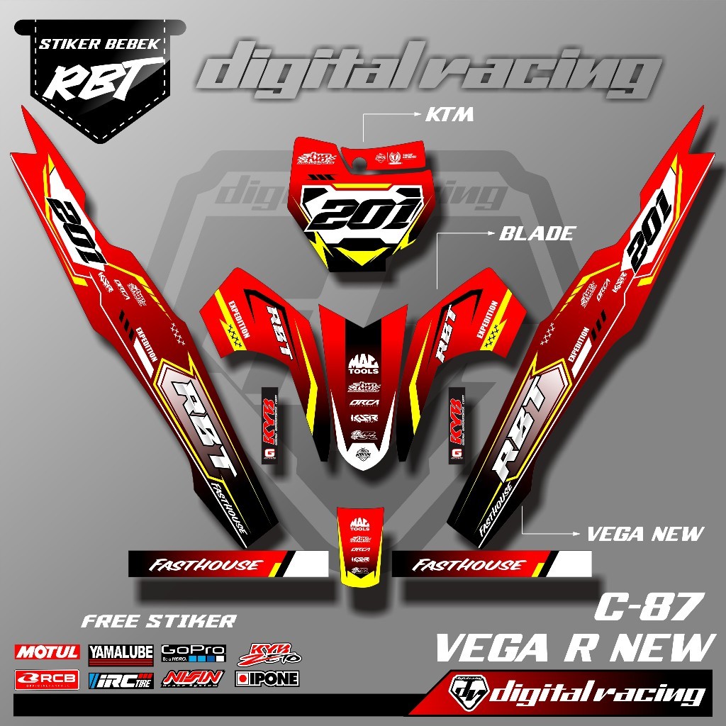 Jual Stiker RBT/GTX VEGA R NEW GRADASI WARNA Striping Bebek Modif RBT ...