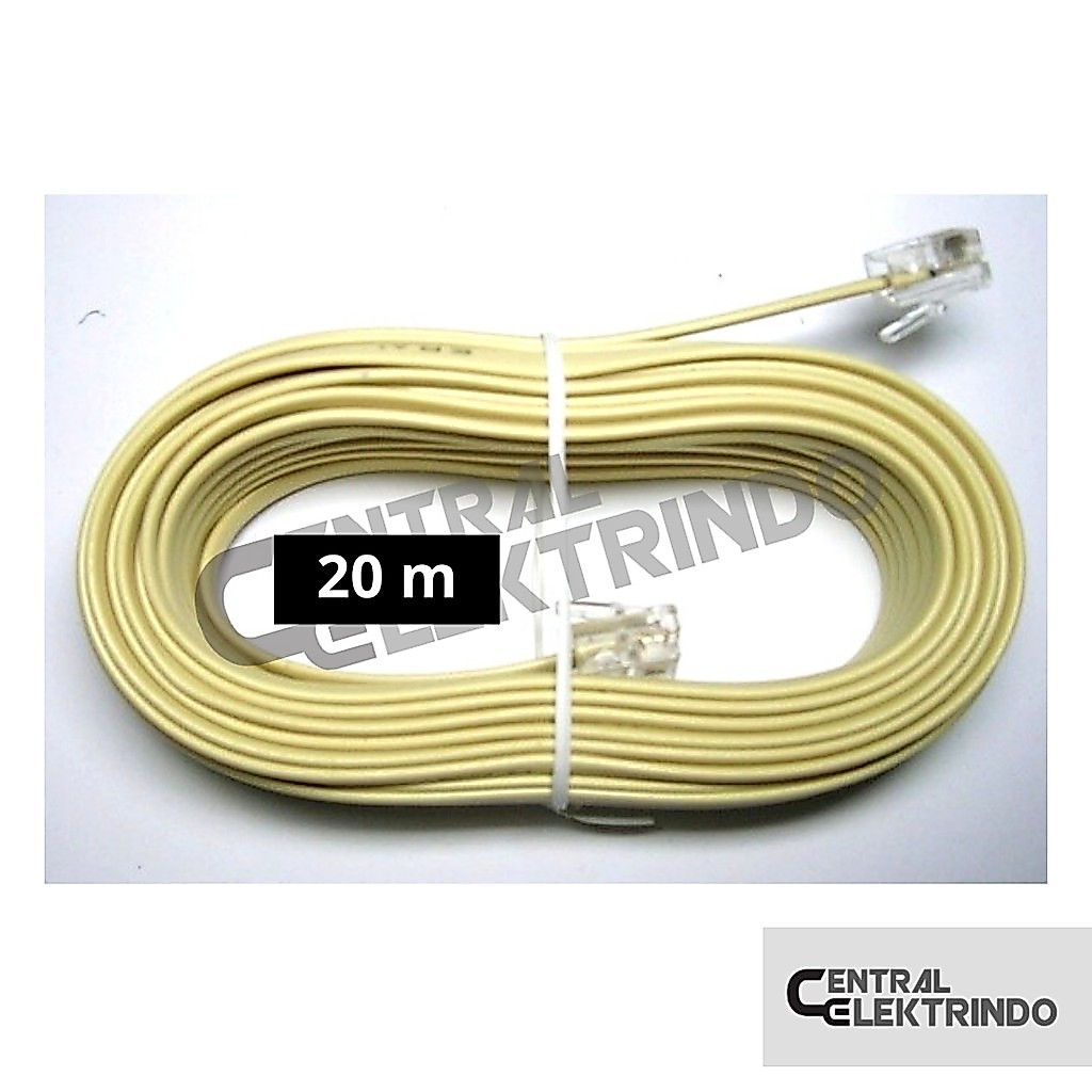 Jual Kabel Telepon 20m Kabel Line Telpon 20 meter + Jack RJ 11 Warna ...