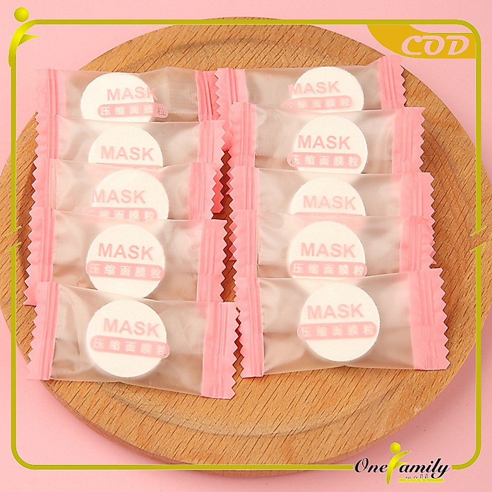 EC Eceran ONE-K142 Tissue Masker Wajah Bulat Mini Travel Sekali Pakai / Towel Portable Tisu Bentuk Permen / Travelling Compressed Paper Mask Sheet Import