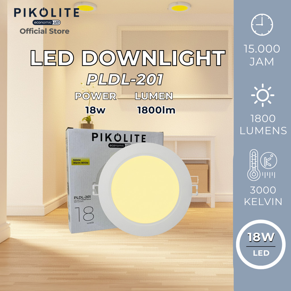 Product image PIKOLITE Lampu Downlight LED Inbow 18W Bulat Warna Kuning Plafon Panel Anti Air Tahan lembab 4