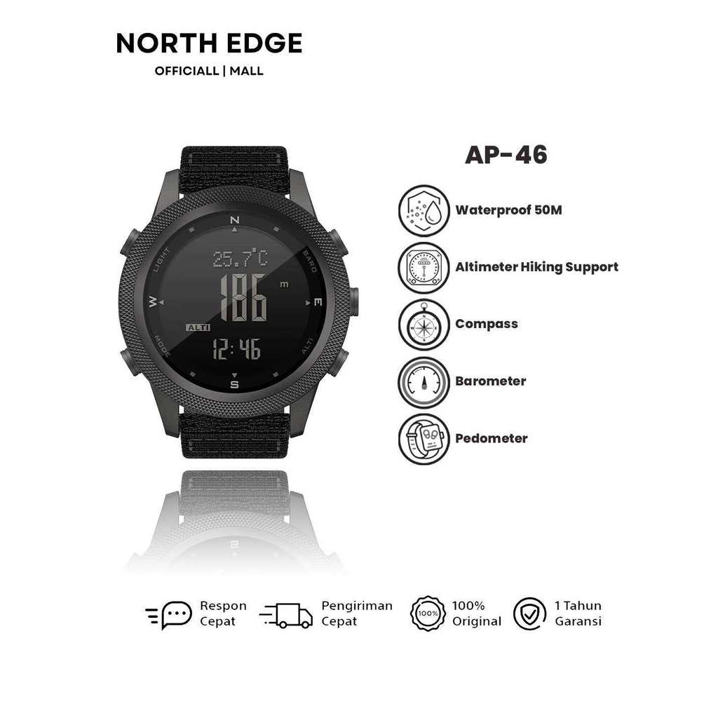 Jual NORTH EDGE APACHE-46 JAM TANGAN OUTDOOR PEDOME BAROMETER ALTIMETER ...
