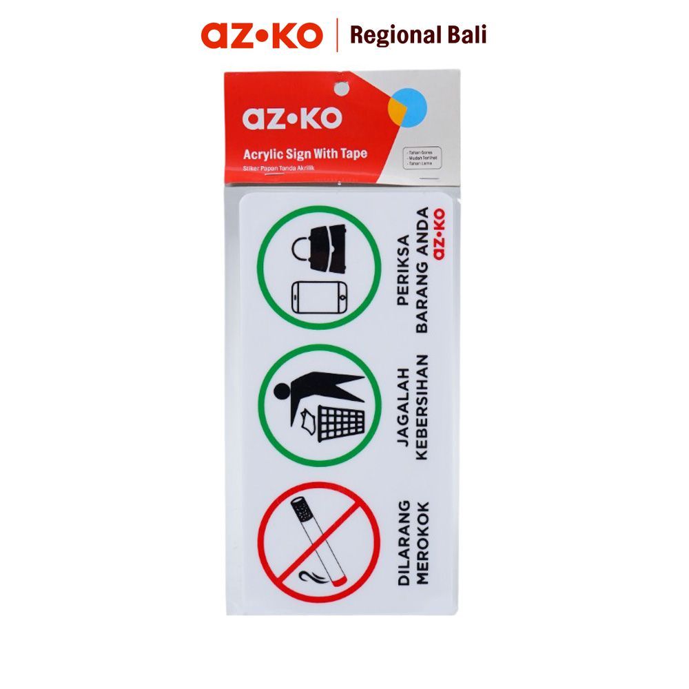 Jual AZKO AZKO 10x20 cm Stiker Anodized Akrilik 3 Sign Public - Putih ...