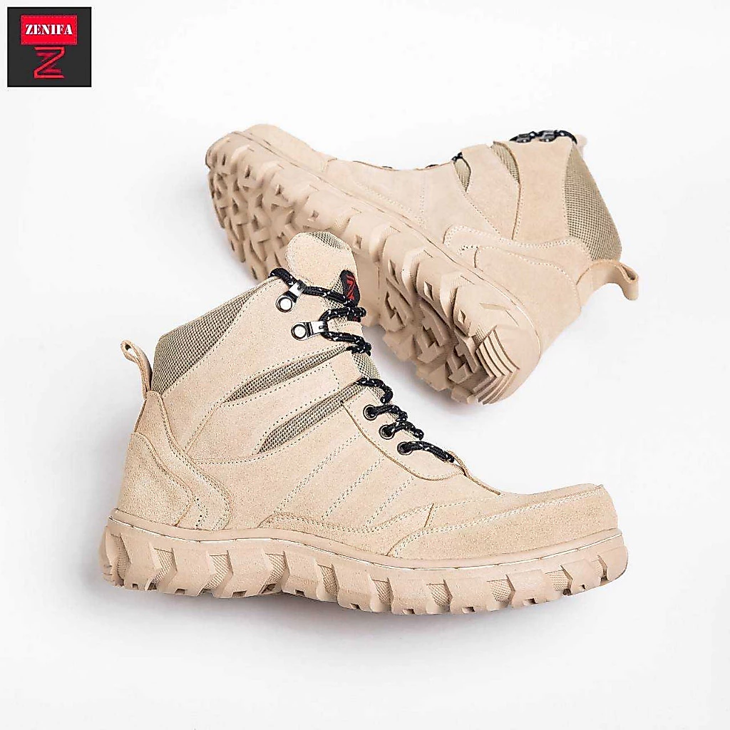 Zenifa Sepatu Safety Tactical Boots Cream Pria Slide 3