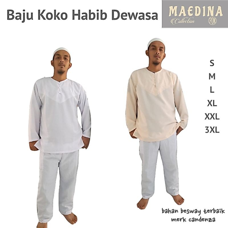 MAEDINA Baju Koko Habib Polos Ukuran  S M L XL XXL 3XL