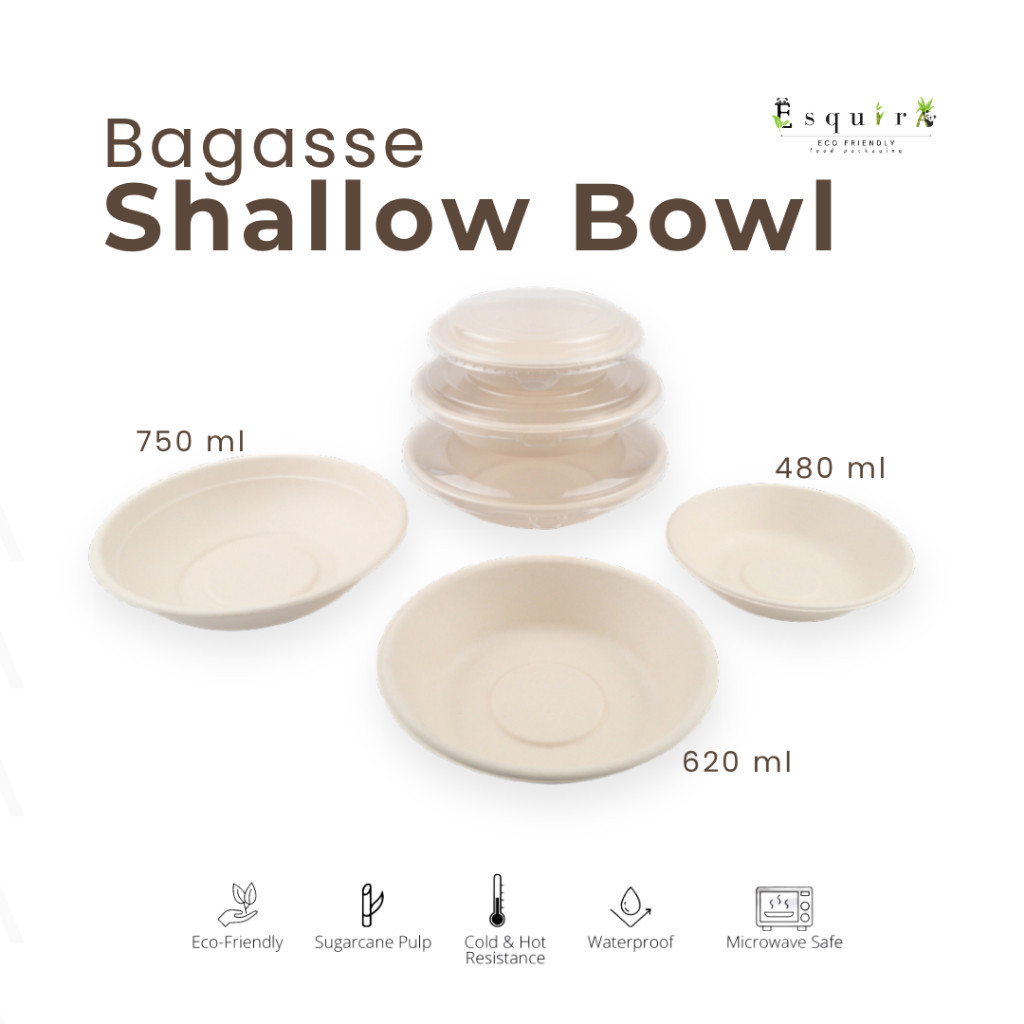 Jual 25 pcs Bagasse Shallow / Flat Bowl 480,620,750ml / BBSB | Shopee ...