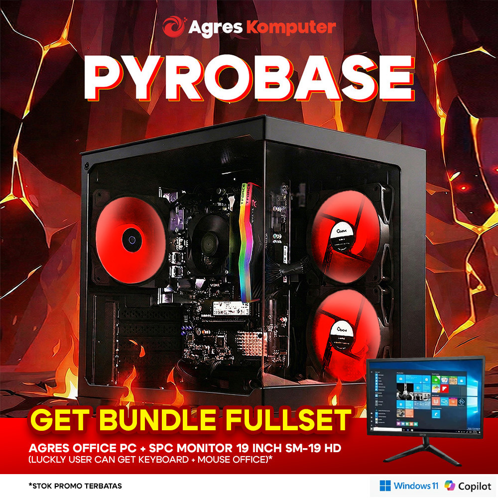 [GET BUNDLE FULLSET] AGRES PYROBASE PC RYZEN 7 5700G 16GB 1TB RAKITAN GAMING OFFICE FULLSET