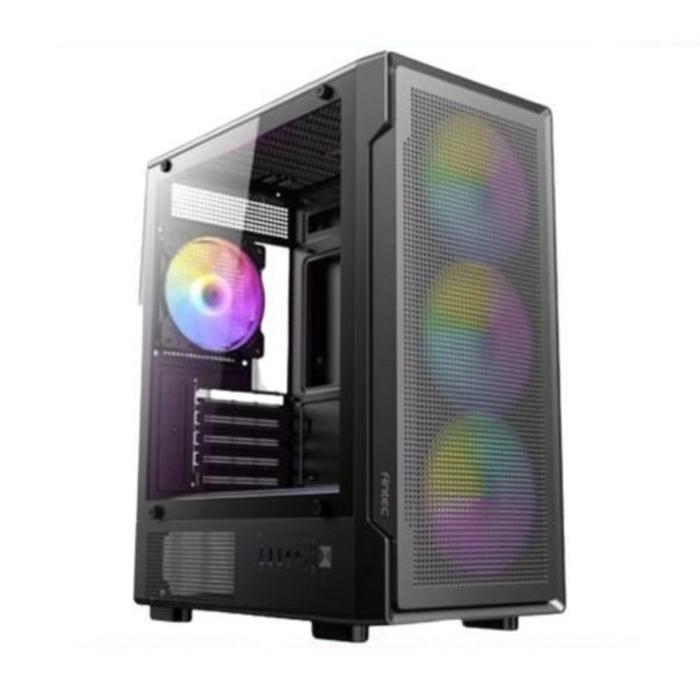Casing ANTEC VX300M ARGB - PC Komputer Gaming Mini Tower M-ATX Case Black - 4 Fan 120mm ARGB - Tempered Glass Side Panel