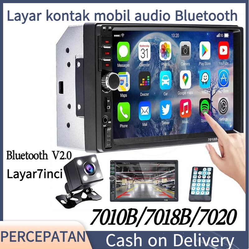 COD_7018B 7010B Head Unit Android Double Din 7 Inch Bluetooth Audio Car MP3 MP5 Player In Touch Screen Radio Dan Kamera Mundur Mobil LED