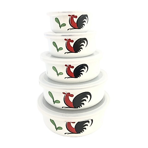 Kedaung Set Mangkuk + Tutup / Mixing Bowl with Plastic Cover Kukuruyuk (10,12,14,16,18 cm)