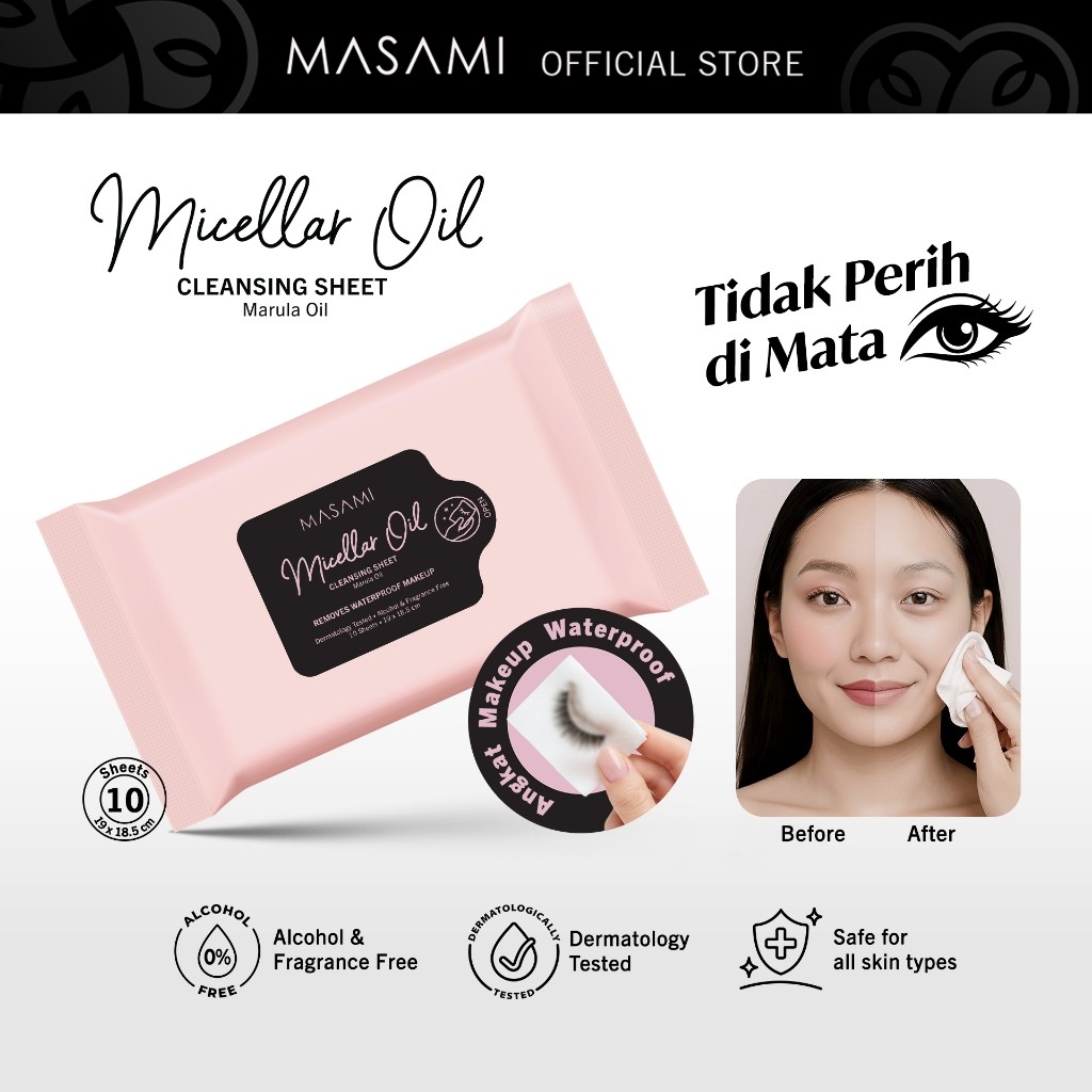 Masami Micellar Oil Cleansing Sheets Make Up Remover   Tisu Basah Penghapus Makeup Pembersih Makeup  Face Wipes