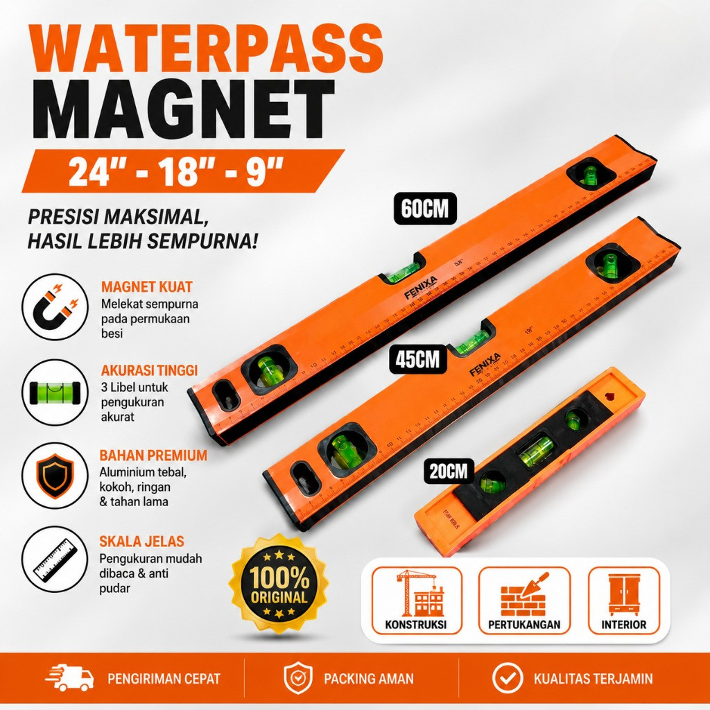 Jual Waterpas Magnet 24 Inch Hasston PROHEX / Waterpass 60 cm 60cm 24 ...