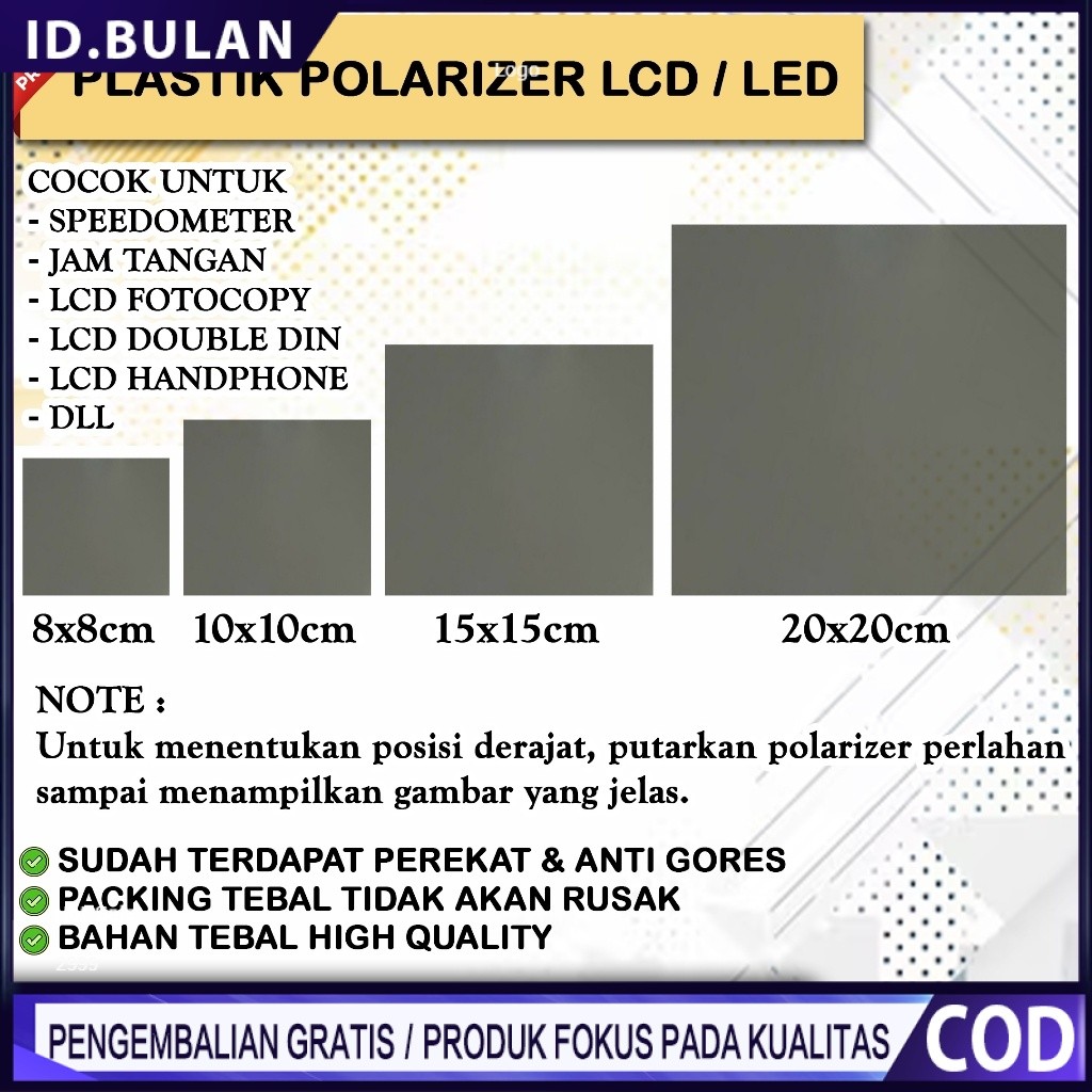 Jual Plastik Polarizer LCD Negative Display untuk Modifikasi ...