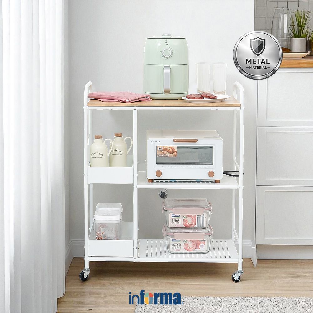 Jual Informa Neves Troli Dapur - Putih Oak Tempat Penyimpanan ...
