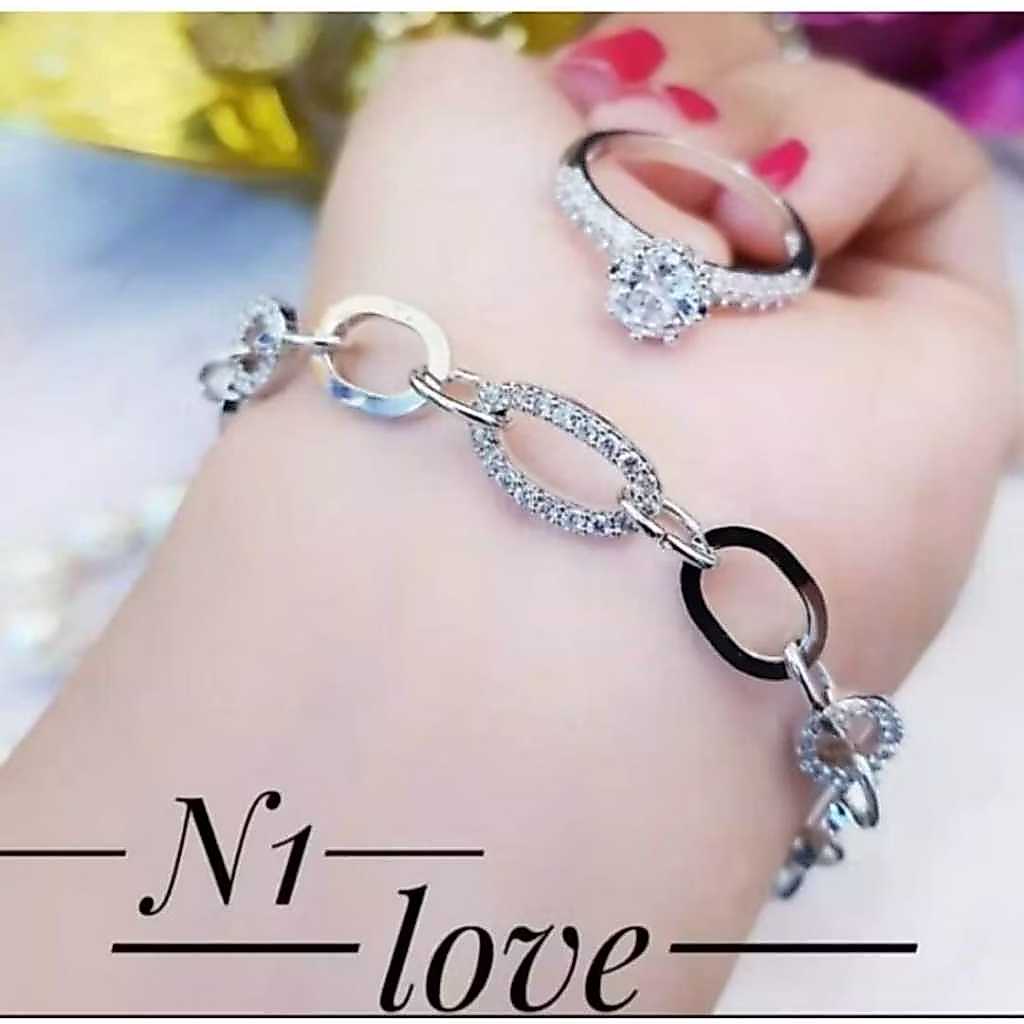 Jual GELANG RANTAI NORI PERMATA FREE CINCIN TITANIUM SILVER PERHIASAN ...