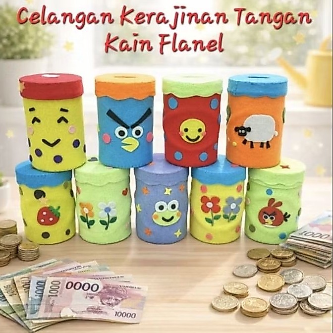 CELENGAN KAIN FLANEL / KERAJINAN TANGAN CELENGAN ANEKA MOTIF