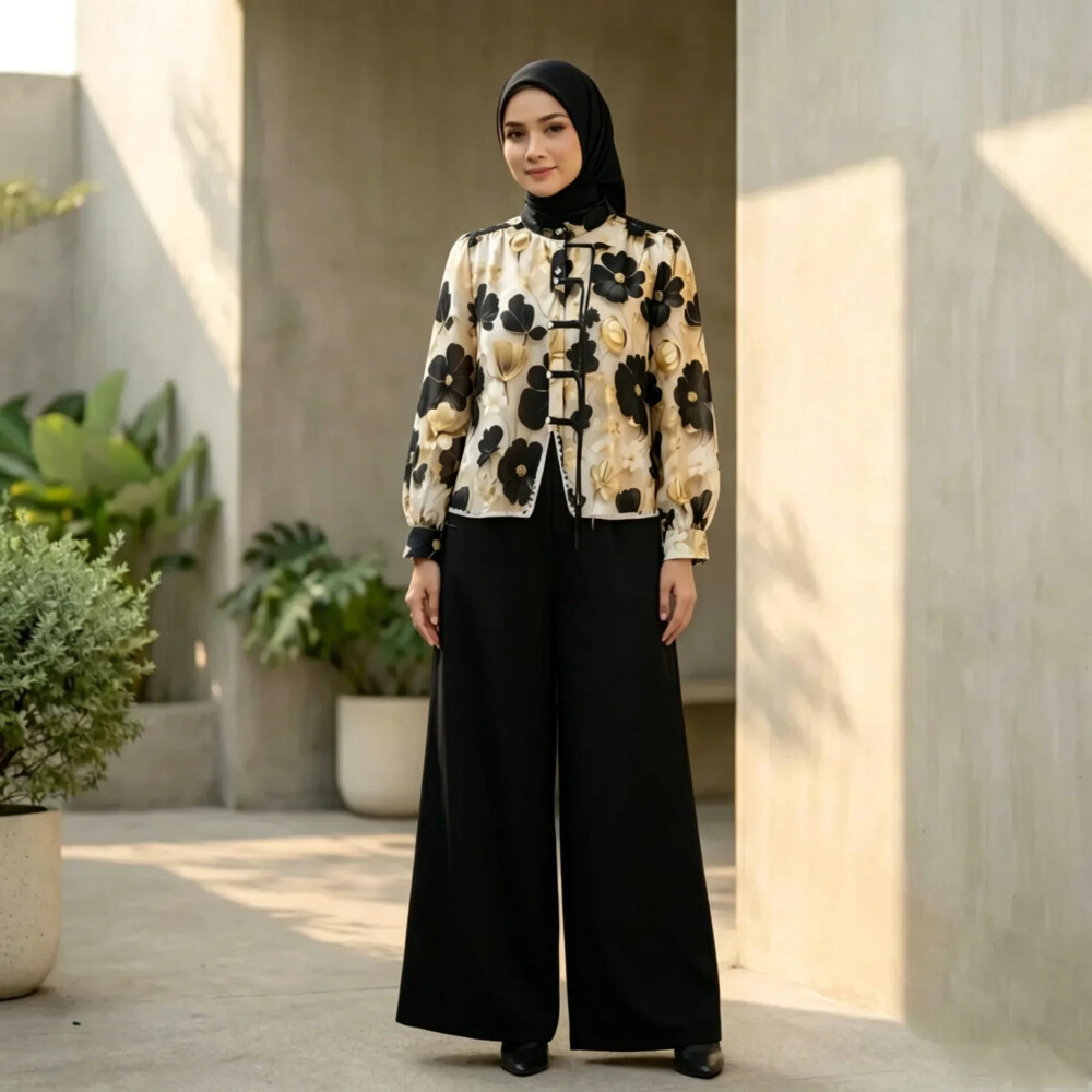 Jual FADFAD Setelan wanita dengan lengan bell dan resleting buatan ...