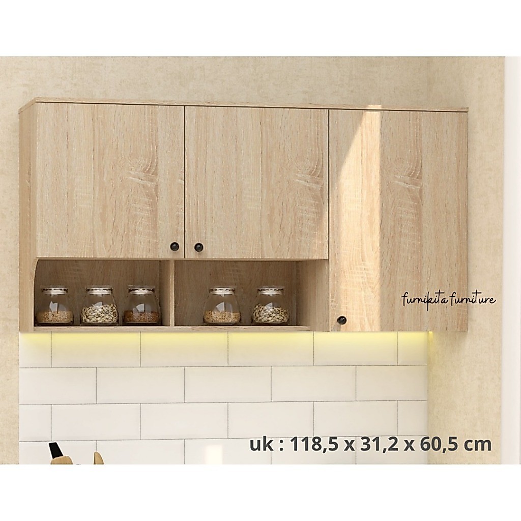 JTR - KITCHEN SET ATAS 3 PINTU MINIMALIS DAHLIA KC WU 120 LEMARI RAK DAPUR GANTUNG