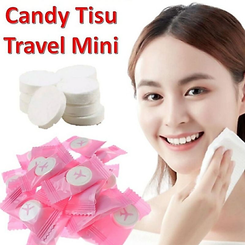 Candy Mask Compressed Towel Travel Disposable Handuk Travel Penyerap Serba Guna Tissue Travel