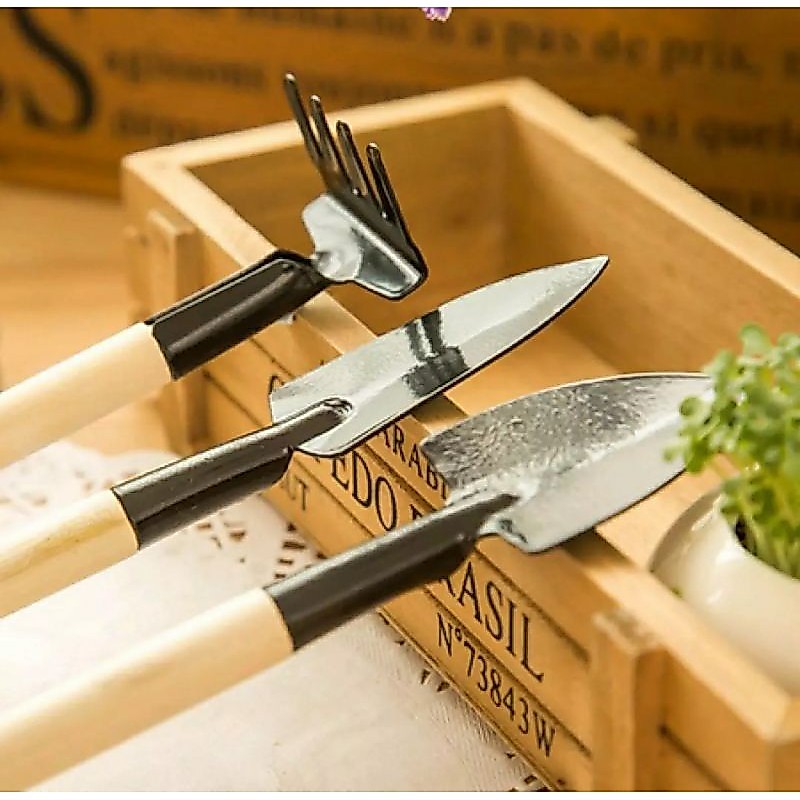 BB7 - Set Sekop Garpu Cangkul Mini 3 in 1 / Alat Berkebun / Garden Tools Ukuran Kecil