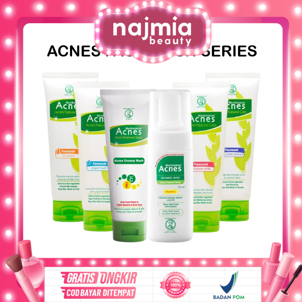 Najmia - Acnes Facial Wash Cleanser Creamy Wash Foaming Complete White Oil Control 50gr-100gr | Sabun Cuci Muka Anti Jerawat Badan