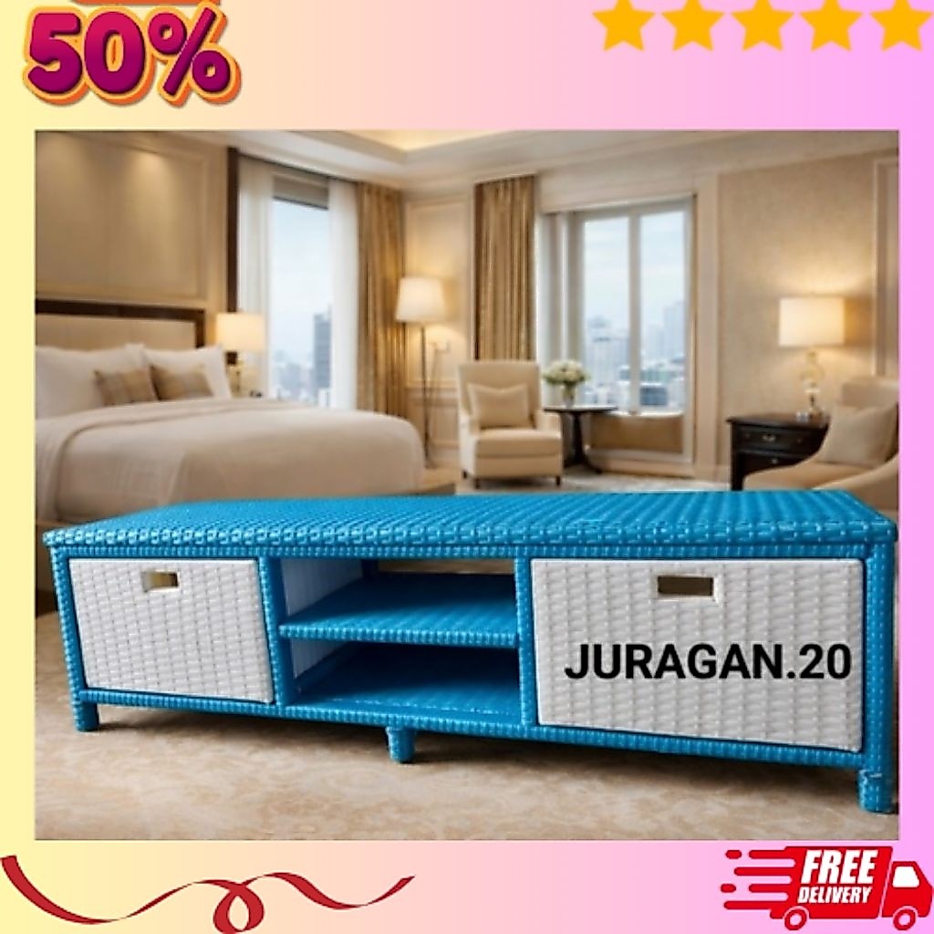 REDY STOK Meja Tv Rotan Sintetis Laci 2 CD