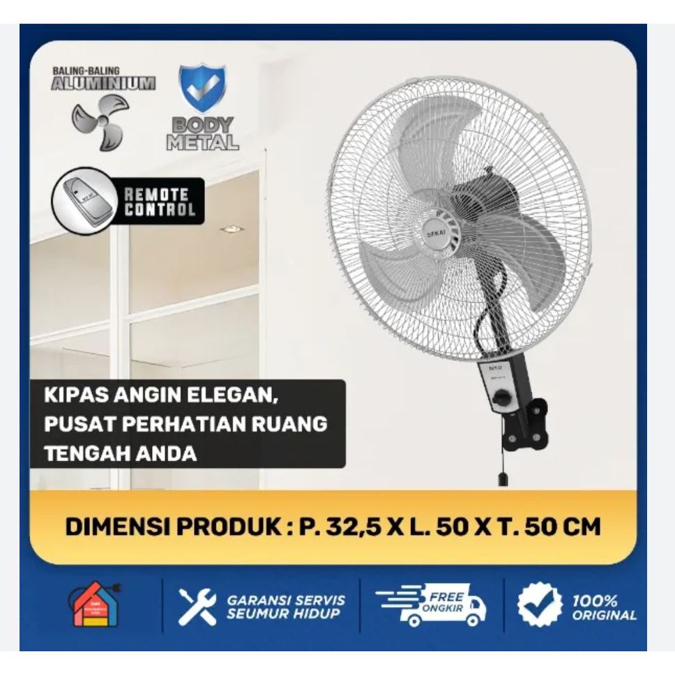 KIPAS ANGIN DINDING 18 INCH SEKAI HWN 1857 PO WALL FAN TORNADO BESI