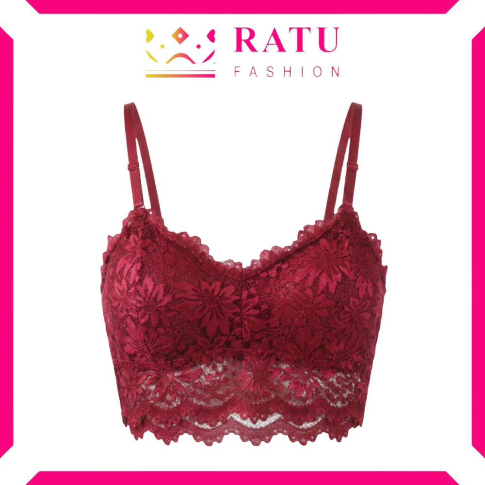 Ratufashion Bra Brukat Wanita Free Size | Bralette Lace Floral Cup 3/4 | Busa Bisa Dilepas BR0112