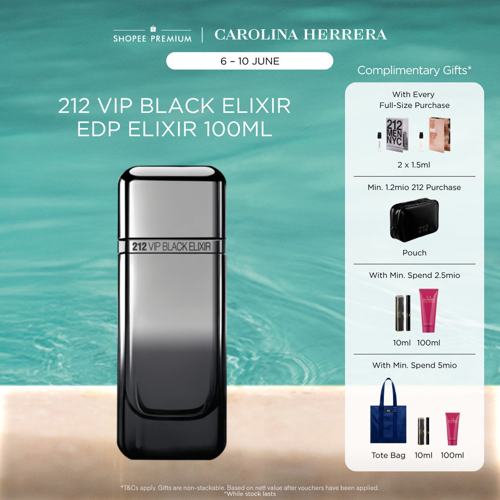 Jual Carolina Herrera 212 VIP Black Elixir (Parfum Pria) | Shopee Indonesia