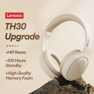 Lenovo Thinkplus TH30 Headset Bluetooth V5.3 Asli Wireless Over Ear Gaming Headphone HiFi Bass Stereo Noise Reduction Mic Panggilan Jernih untuk Android iPhone PC